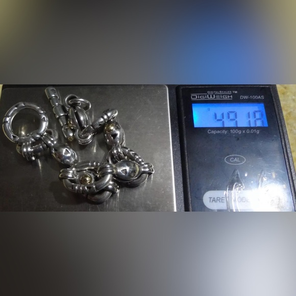 Rare JOHN ATENCIO Sterling 18K Yellow Gold ELEMENTS Link Bracelet,7.5in, Toggle - Picture 8 of 8